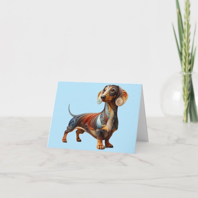 Cartão Dachshund Quilling Design em qualquer ocasião (Frente)