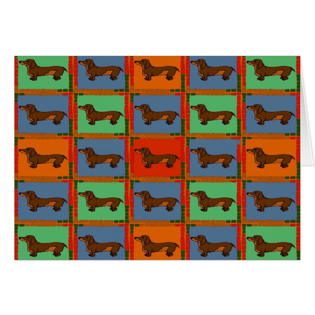 Cartão Dachshund Quilt (Frente Horizontal)