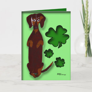 Cartão Dachshund Sidney St. Patrick's Day Card