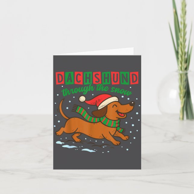 Cartão Dachshund Through The Snow Funny Christmas Wiener  (Frente)