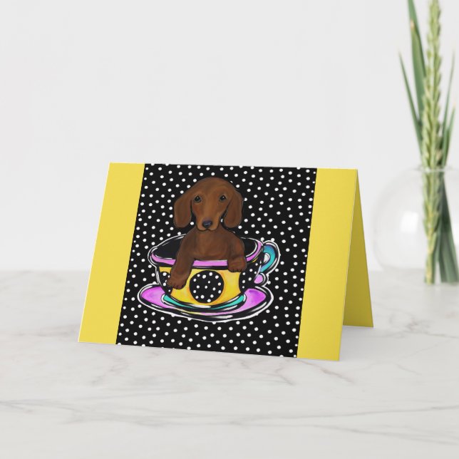 Cartão Dachshund Vermelho (Frente)