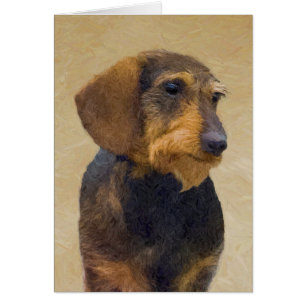 Cartão Dachshund (Wirehaired): Pintura original de cães