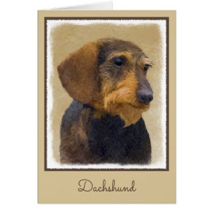 Cartão Dachshund (Wirehaired): Pintura original de cães