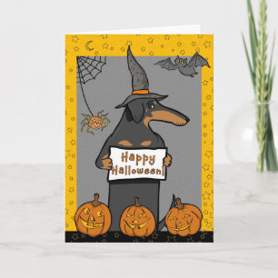 Cartão Dachshund Witch Halloween Card