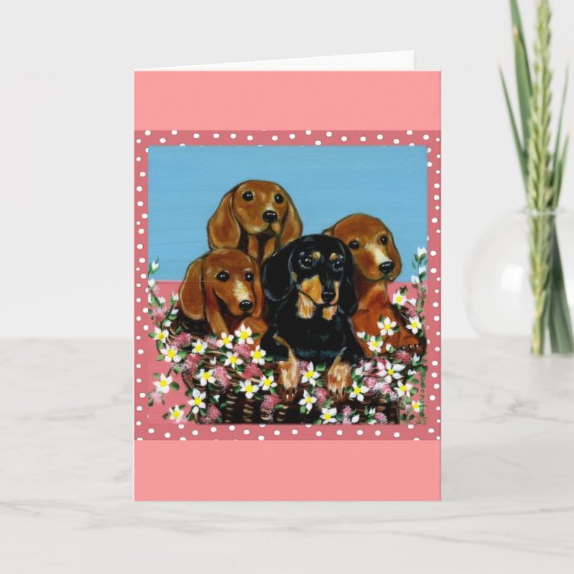 Cartão Dachshunds do Dia das Mães (Frente)