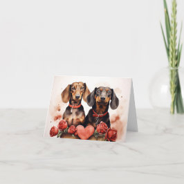 Cartão Dachshunds Valentine's Day