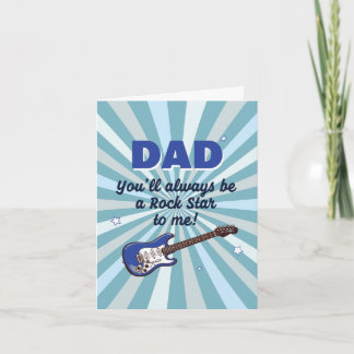 Cartão Dad Electric Guitar Rock Star Cool Blue