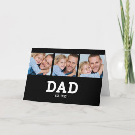 Cartão Dad Established Modern Black 3 Photo Father's Day