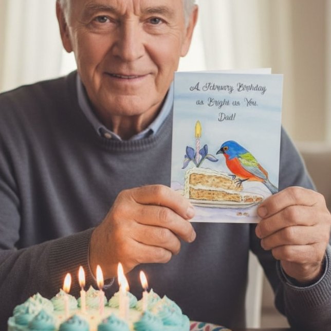 Cartão Dad Happy February Birthday Painted Bunt (Criador carregado)