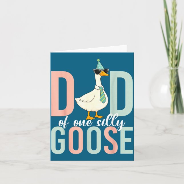 Cartão Dad Silly Goose First Birthday Illustration (Frente)
