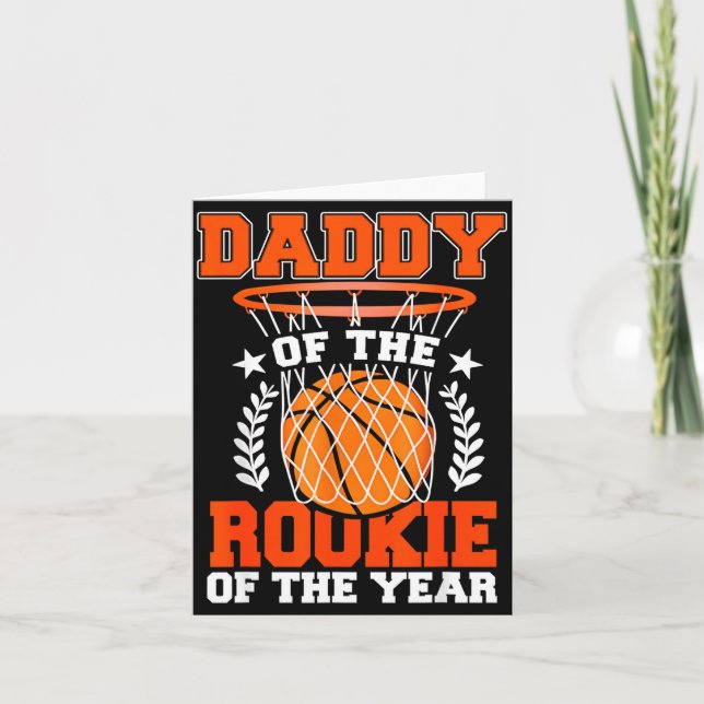 Cartão Daddy Of Rookie 1st Basketball Bday Theme Matching (Frente)
