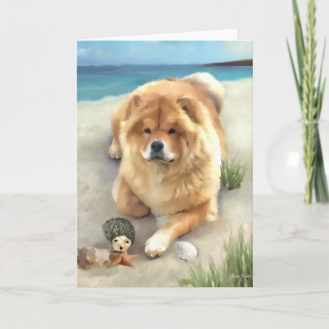 Cartão DAEJA NA PRAIA, a vaca do cão-de-galinha (Frente)