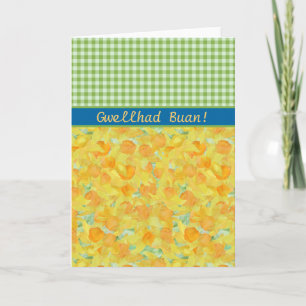 Cartão Daffodils Personalizados, Verificar Gingham Obter