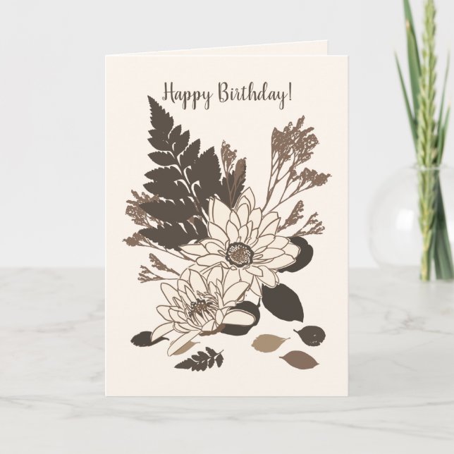 Cartão Daisies and Leaves - transparente no creme. (Frente)