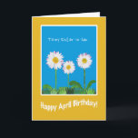 Cartão Daisies April Birthday Card para cunhada<br><div class="desc">Um Cartão de Aniversário de abril para uma cunhada,  com três Daisies Brancos num fundo do Sky Blue. Parte da coleção Posh & Painterly 'Daisy Chain'.</div>