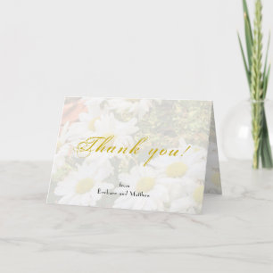 Cartão Daisy Background Yellow e cinza Script Casamento C