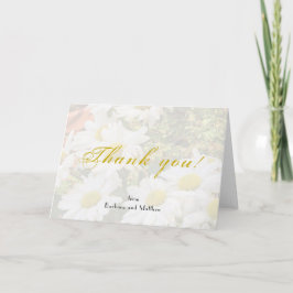 Cartão Daisy Background Yellow e cinza Script Obrigado