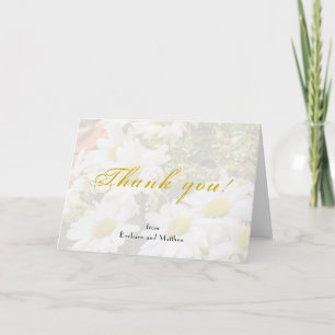 Cartão Daisy Background Yellow e cinza Script Obrigado
