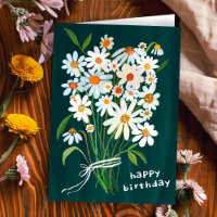 Daisy Buquê Happy Birthday - Gouache Pintado