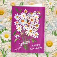Daisy Buquê Happy Birthday - Gouache Pintado