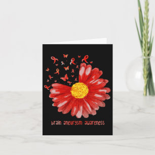 Cartão Daisy Butterfly Burgundy Ribbon Brain Aneurysm Awa