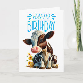 Cartão Daisy Cow Birthday Boy Blue