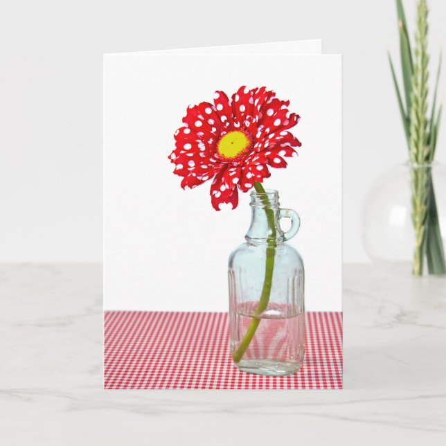 Cartão Daisy de bolinhas em garrafa para amigo (Frente)