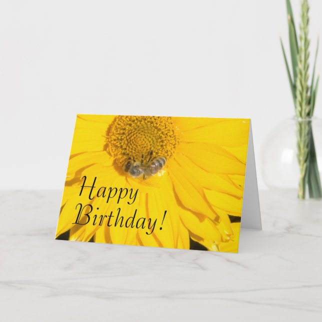 Cartão Daisy Flower & Bee Birthday Card (Frente)