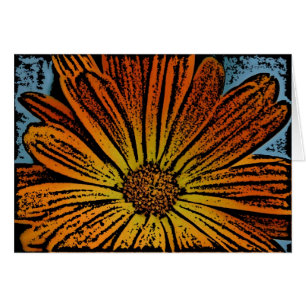 Cartão Daisy Woodcut