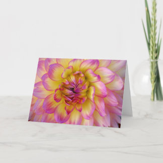 Cartão dália cor-de-rosa e amarela