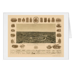Cartão Dallas, mapa panorâmico de TX - 1892