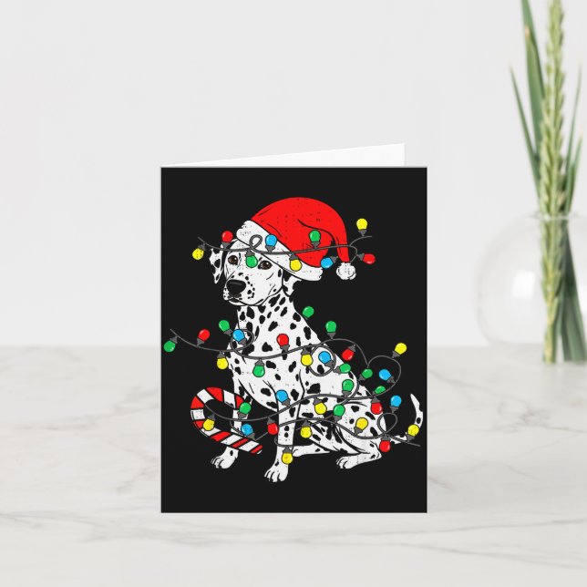 Cartão Dalmatian Dog Christmas Lights Santa Xmas Pet Dog  (Frente)