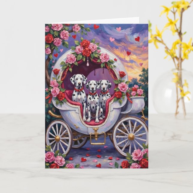 Cartão Dalmatian Dog Valentine's Day  (Flor Amarela)