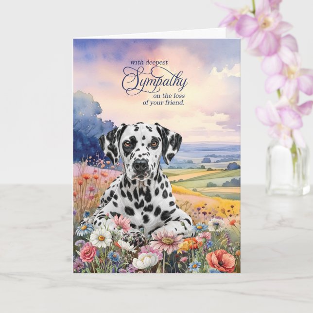 Cartão Dalmatian Dog with Wildflowers Pet Sympathy (Orquídea)