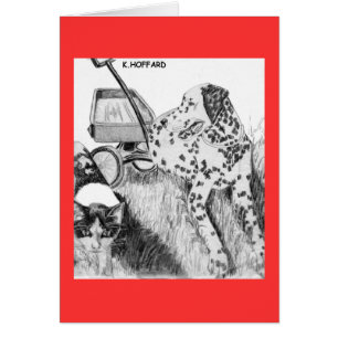 Cartão Dalmatian e gatinho