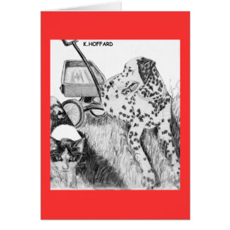 Cartão Dalmatian e gatinho