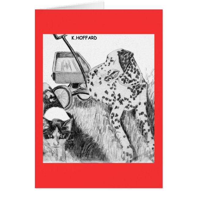 Cartão Dalmatian e gatinho (Frente)