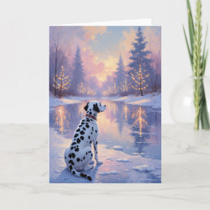 Cartão Dalmatian Terra de Encantamento de Natal Arte de N