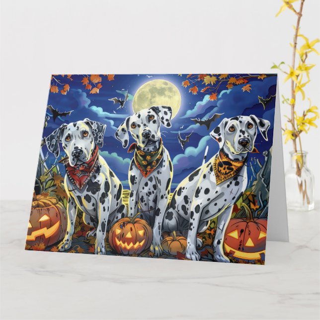 Cartão Dalmatiano Halloween Assustador (Flor Amarela)