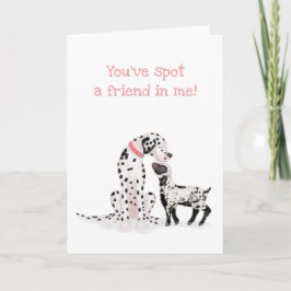 Cartão Dalmation & lamb 'Você encontrou um amigo em mim'
