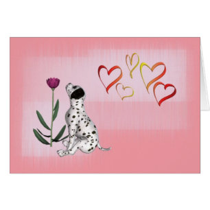 Cartão Dalmation Rosa e Hearts-DIY