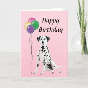 Cartão Dalmation with Balloons Happy Birthday