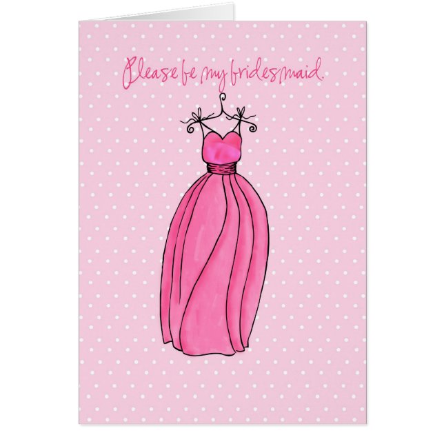 Cartão dama de honra cor-de-rosa (Frente)