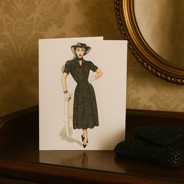 Cartão Dama Vitoriana Vintage Moda Retro Elegante (Criador carregado)