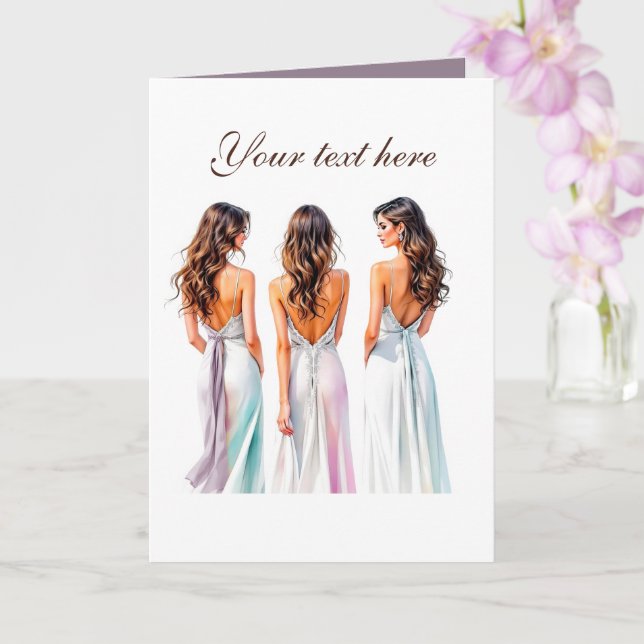 Cartão Damas de honra fofas personalizáveis (Orquídea)