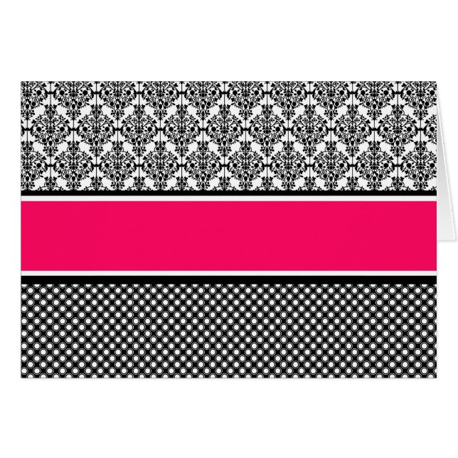 Cartão damasco rosa quente (Frente Horizontal)