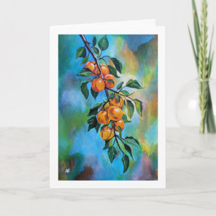 Cartão Damascos em um Ramo de Verão Pintura de Alfred Fox