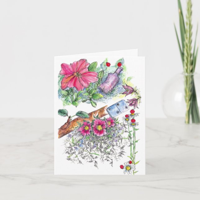 Cartão Damybugs Flowers Domino Nature Sketchbook (Frente)