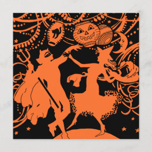 Cartão Dança da bruxa do diabo do Dia das Bruxas do