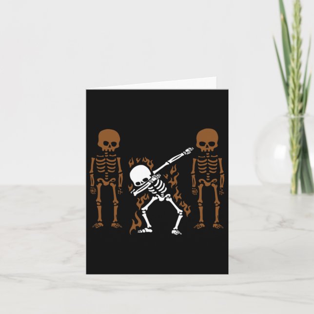 Cartão Dança de Halloween Dab Dab Skeleton Dabbing (Frente)
